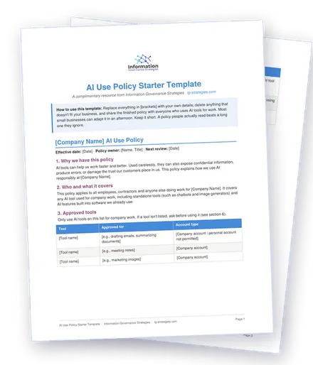 Preview of the AI Use Policy Starter Template, first page